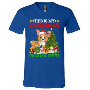 This Is My Christmas Tree Pajamas Welsh Corgi Dog Christmas Gift V-Neck T-Shirt