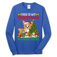 This Is My Christmas Tree Pajamas Welsh Corgi Dog Christmas Gift Tall Long Sleeve T-Shirt