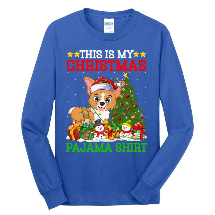 This Is My Christmas Tree Pajamas Welsh Corgi Dog Christmas Gift Tall Long Sleeve T-Shirt