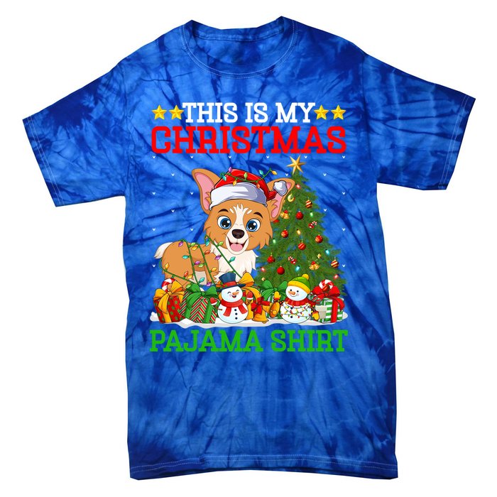 This Is My Christmas Tree Pajamas Welsh Corgi Dog Christmas Gift Tie-Dye T-Shirt