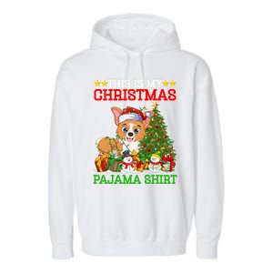 This Is My Christmas Tree Pajamas Welsh Corgi Dog Christmas Gift Garment-Dyed Fleece Hoodie