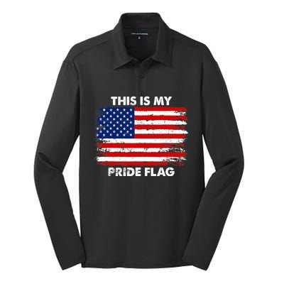 This Is My Pride Flag USA American 4th of July Patriotic Silk Touch Performance Long Sleeve Polo