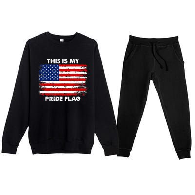 This Is My Pride Flag USA American 4th of July Patriotic Premium Crewneck Sweatsuit Set