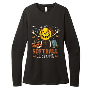 This Is My Scary Softball Costume Halloween Skeleton Lover Womens CVC Long Sleeve Shirt