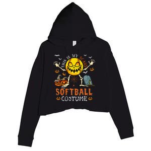 This Is My Scary Softball Costume Halloween Skeleton Lover Crop Fleece Hoodie