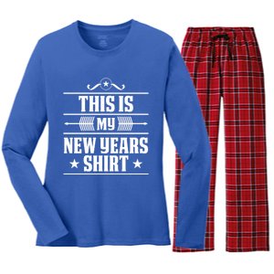 This Is My New Years Gift Funny New Years Eve Funny Gift Women's Long Sleeve Flannel Pajama Set 