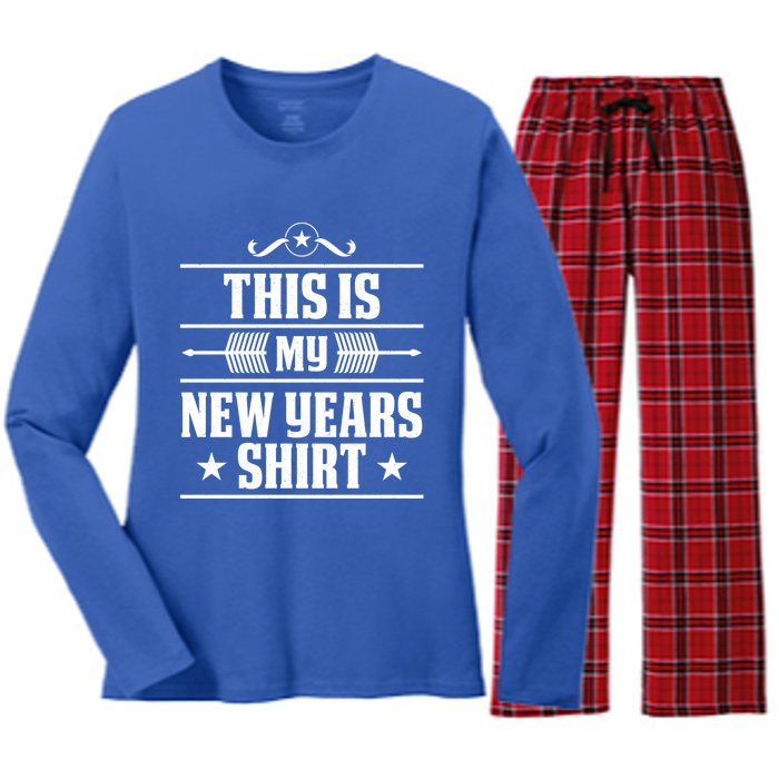 This Is My New Years Gift Funny New Years Eve Funny Gift Women's Long Sleeve Flannel Pajama Set 