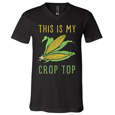 THIS IS MY CROP TOP FUNNY CORN COB V-Neck T-Shirt