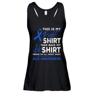 This Is My Fight ALS Awareness Ribbon Warrior Fighter Ladies Essential Flowy Tank