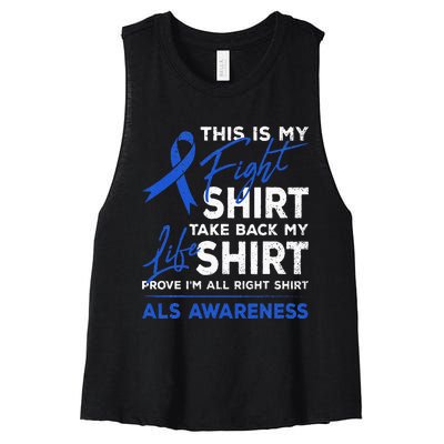 This Is My Fight ALS Awareness Ribbon Warrior Fighter Women's Racerback Cropped Tank