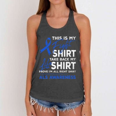 This Is My Fight ALS Awareness Ribbon Warrior Fighter Women's Knotted Racerback Tank