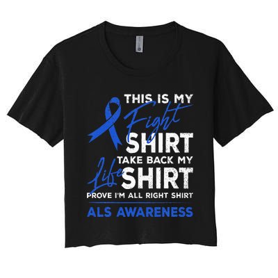 This Is My Fight ALS Awareness Ribbon Warrior Fighter Women's Crop Top Tee