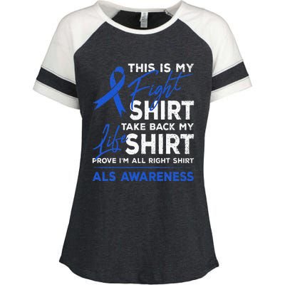 This Is My Fight ALS Awareness Ribbon Warrior Fighter Enza Ladies Jersey Colorblock Tee