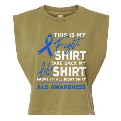 This Is My Fight ALS Awareness Ribbon Warrior Fighter Garment-Dyed Women's Muscle Tee