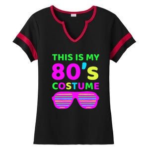 This Is My 80's Costume Outfit Eighties Retro Party Design Ladies Halftime Notch Neck Tee