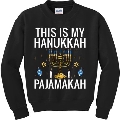 This Is My Hanukkah Pajamakah Menorah Chanukah Pajamas Pjs Kids Sweatshirt