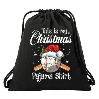 This Is My Christmas Baseball Pajama Drawstring Bag