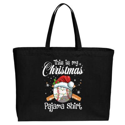 This Is My Christmas Baseball Pajama Cotton Canvas Jumbo Tote