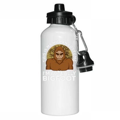 This Is My Human Costume Im Actually Bigfoot Funny Halloween Aluminum Water Bottle 