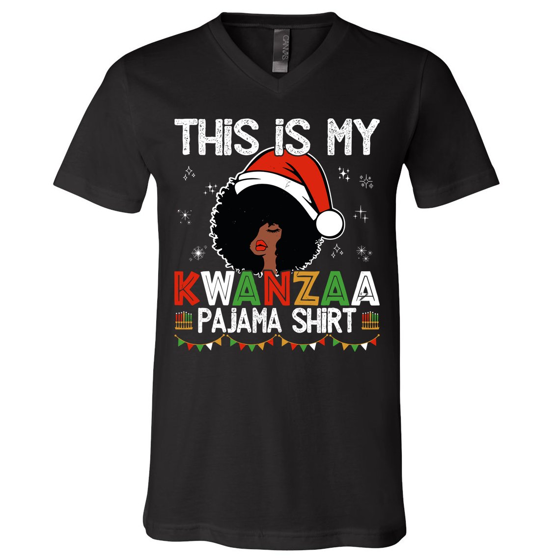 This Is My Kwanzaa Pajama Outfit Melanin African American V-Neck T-Shirt