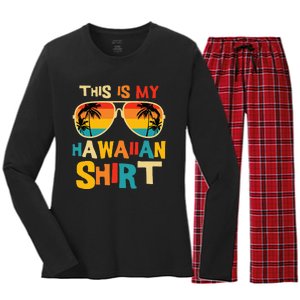 This Is My Hawaiian Tropical Luau Costume Women's Long Sleeve Flannel Pajama Set 