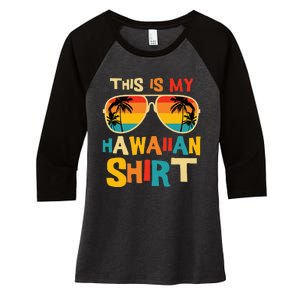 This Is My Hawaiian Tropical Luau Costume Women's Tri-Blend 3/4-Sleeve Raglan Shirt