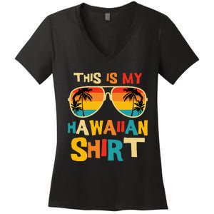 This Is My Hawaiian Tropical Luau Costume Women's V-Neck T-Shirt