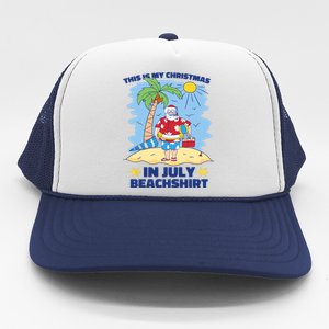 This Is My Christmas In July Beachshirt Funny Xmas Santa Trucker Hat