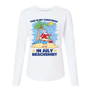 This Is My Christmas In July Beachshirt Funny Xmas Santa Womens Cotton Relaxed Long Sleeve T-Shirt