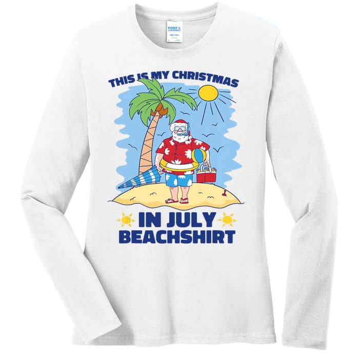 This Is My Christmas In July Beachshirt Funny Xmas Santa Ladies Long Sleeve Shirt