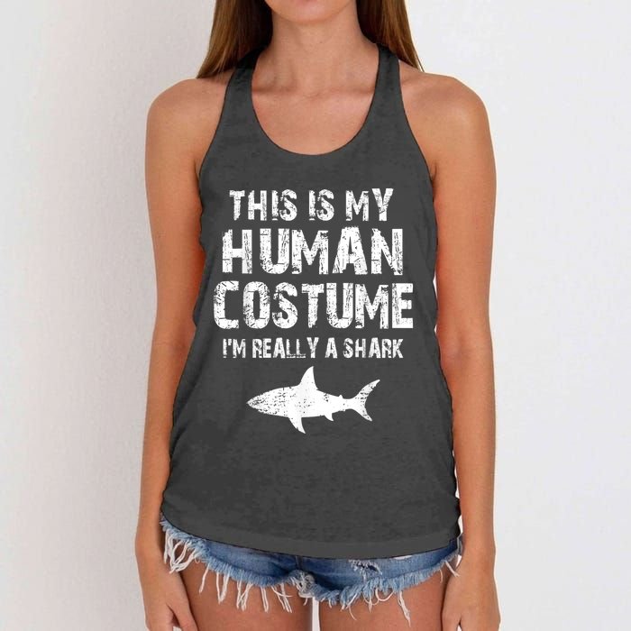 This Is My Human Costume I'm Really A Shark Women's Knotted Racerback Tank