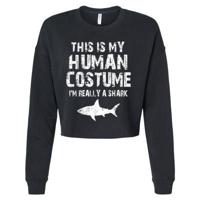 This Is My Human Costume I'm Really A Shark Cropped Pullover Crew