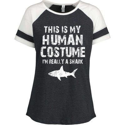 This Is My Human Costume I'm Really A Shark Enza Ladies Jersey Colorblock Tee