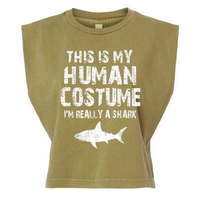 This Is My Human Costume I'm Really A Shark Garment-Dyed Women's Muscle Tee