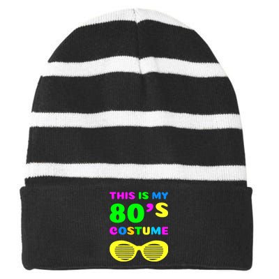 This Is My 80s Costume Striped Beanie with Solid Band