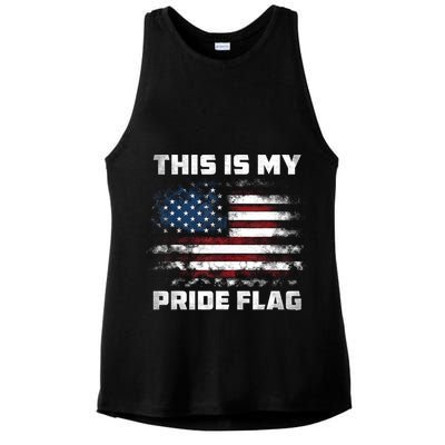This Is My Pride Flag USA American 4th Of July Patriotic Ladies PosiCharge Tri-Blend Wicking Tank