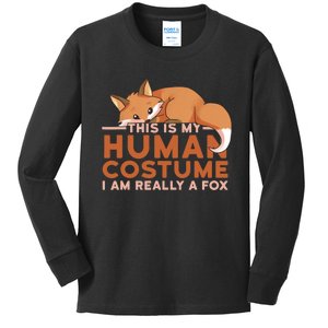 This Is My Human Costume IM Really A Fox Halloween Funny Kids Long Sleeve Shirt