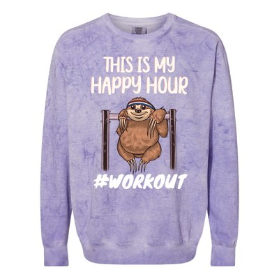 This Is My Happy Hour Workout Gym Sloth Lover Gift Colorblast Crewneck Sweatshirt