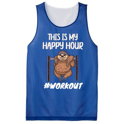 This Is My Happy Hour Workout Gym Sloth Lover Gift Mesh Reversible Basketball Jersey Tank