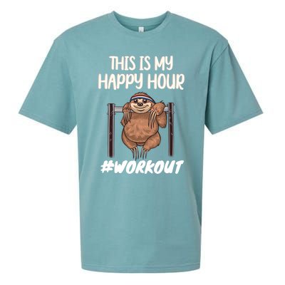 This Is My Happy Hour Workout Gym Sloth Lover Gift Sueded Cloud Jersey T-Shirt