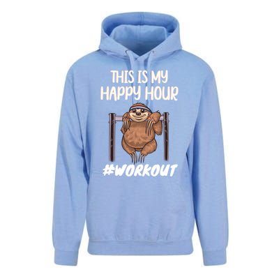 This Is My Happy Hour Workout Gym Sloth Lover Gift Unisex Surf Hoodie