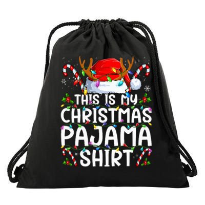 This Is My Christmas Pajama Funny Xmas Pjs Drawstring Bag