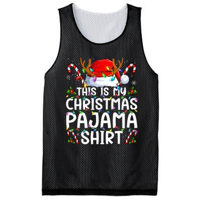 This Is My Christmas Pajama Funny Xmas Pjs Mesh Reversible Basketball Jersey Tank