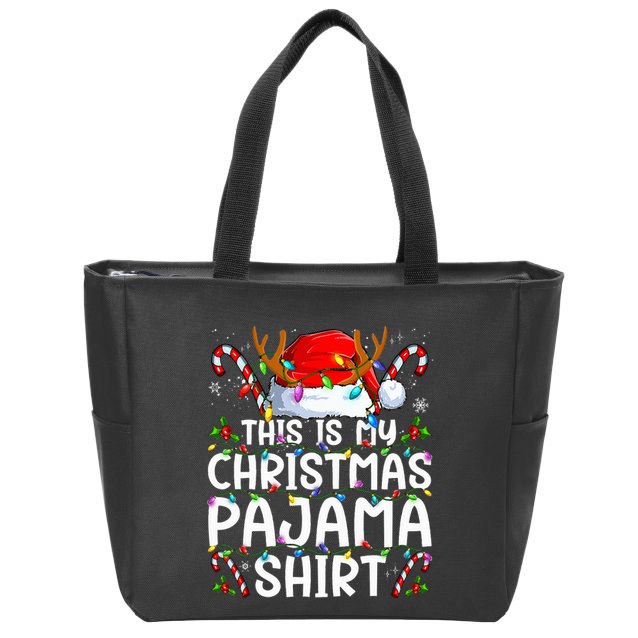 This Is My Christmas Pajama Funny Xmas Pjs Zip Tote Bag