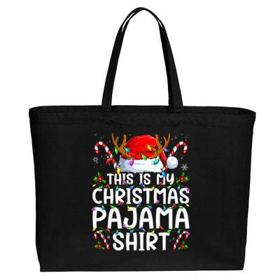 This Is My Christmas Pajama Funny Xmas Pjs Cotton Canvas Jumbo Tote