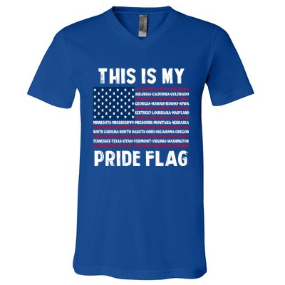 This Is My Pride Flag USA US Flag V-Neck T-Shirt