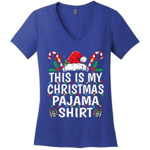 This Is My Christmas Pajama  Funny Xmas PJs  Women's V-Neck T-Shirt