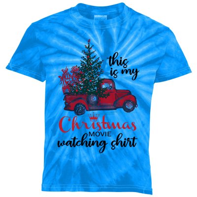 This Is My Christmas Movie Watching Gift Vintage Red Truck Meaningful Gift Kids Tie-Dye T-Shirt