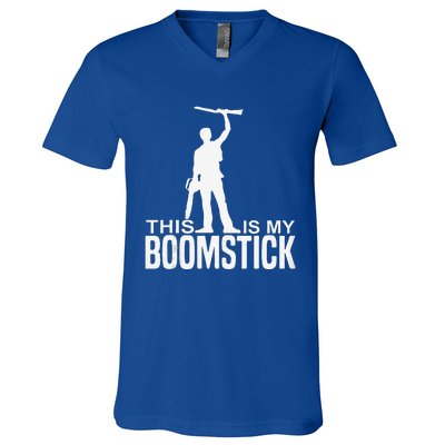 This Is My Boomstick Shotgun Chainsaw Dead Evil Halloween V-Neck T-Shirt