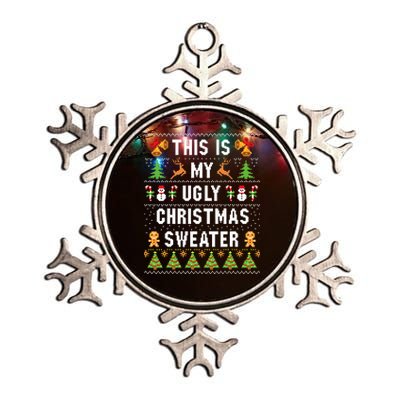 This Is My Ugly Sweater Funny Christmas Short Sleeve Metallic Star Ornament